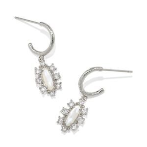 Kendra Scott -  Emma Crystal Framed Huggie Earrings - Silver/White